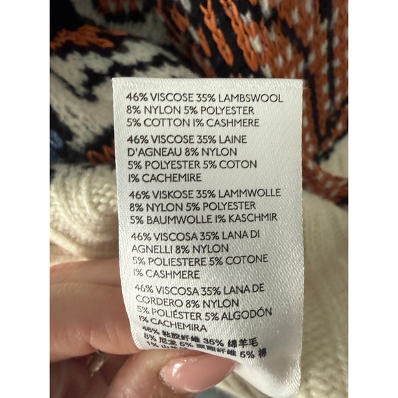 Anthropologie Eris Floral Sweater in Blue Lambswool Cashmere Medium Oversized - Picture 9 of 10